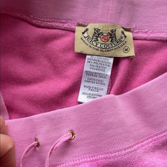 Vintage Juicy Couture Pink Terry Tracksuit y2k P&G Jacket Capri M XL Set Rare - Picture 13 of 17